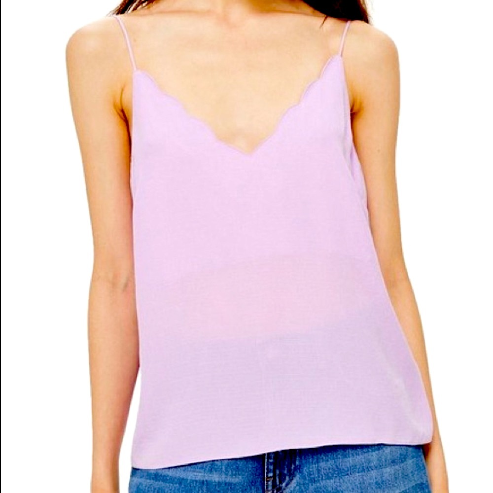 TOPSHOP 💟 Silky Cami Scallop Edge Blouse Lavender Lilac